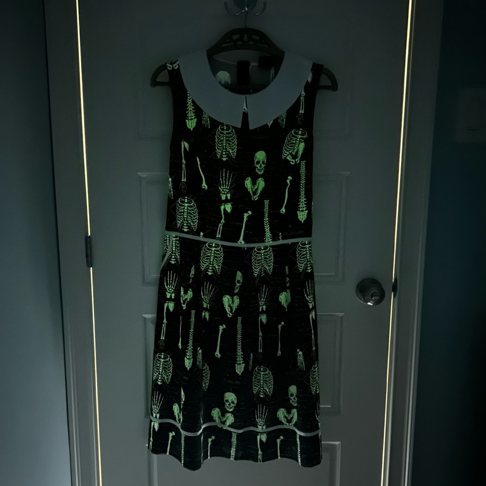 Modcloth/Folter Women’s 1X Skeleton Print Dress RARE Halloween Glow-in-the-Dark - Picture 11 of 12